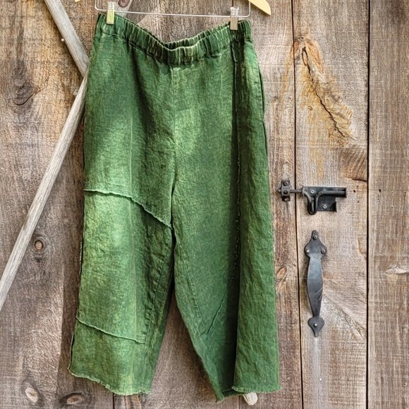 100% Linen harem pants, One Size, green - Picture 7 of 13